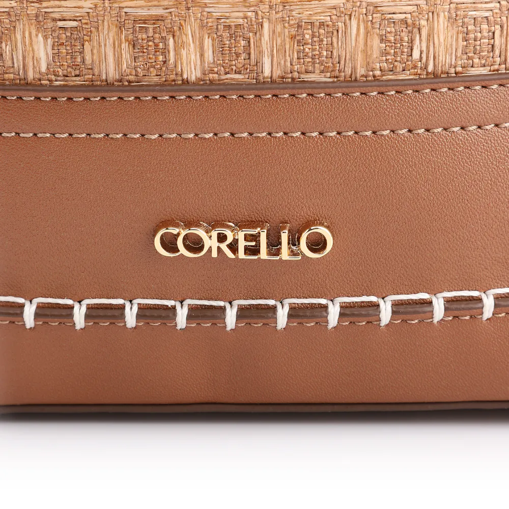 Bolsa De Ombro Bucket Ráfia Mosaico Marrom - imagem 6