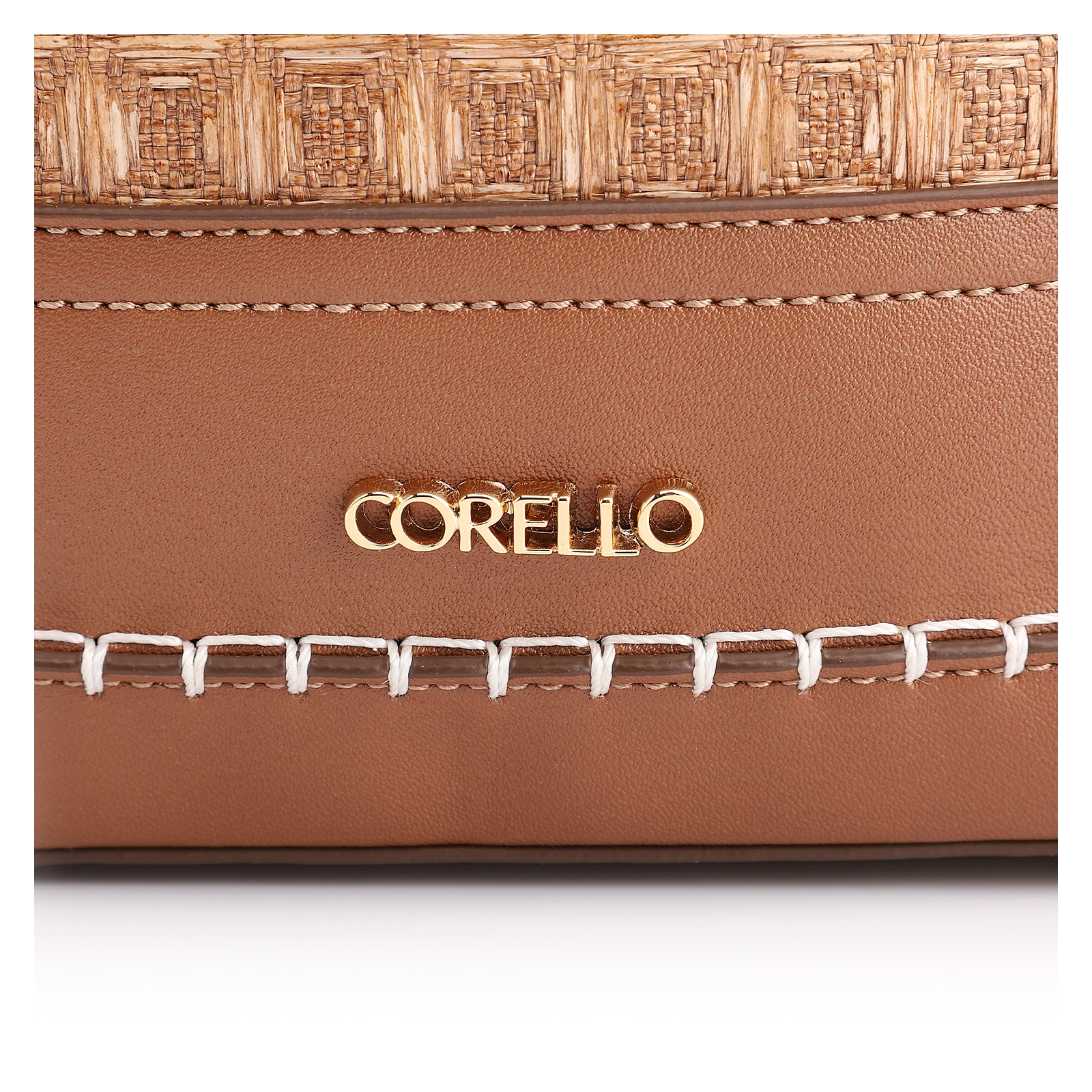 Bolsa De Ombro Bucket Ráfia Mosaico Marrom