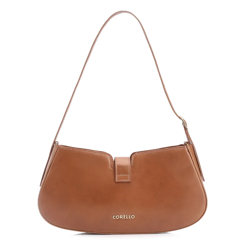 Bolsa De Ombro Cadeado Couro Marrom Claro - imagem 3