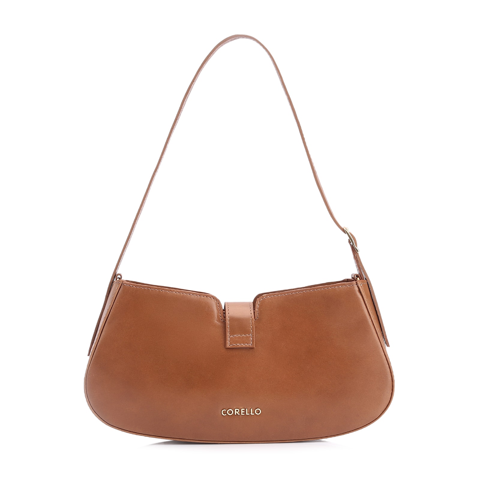 Bolsa De Ombro Cadeado Couro Marrom Claro