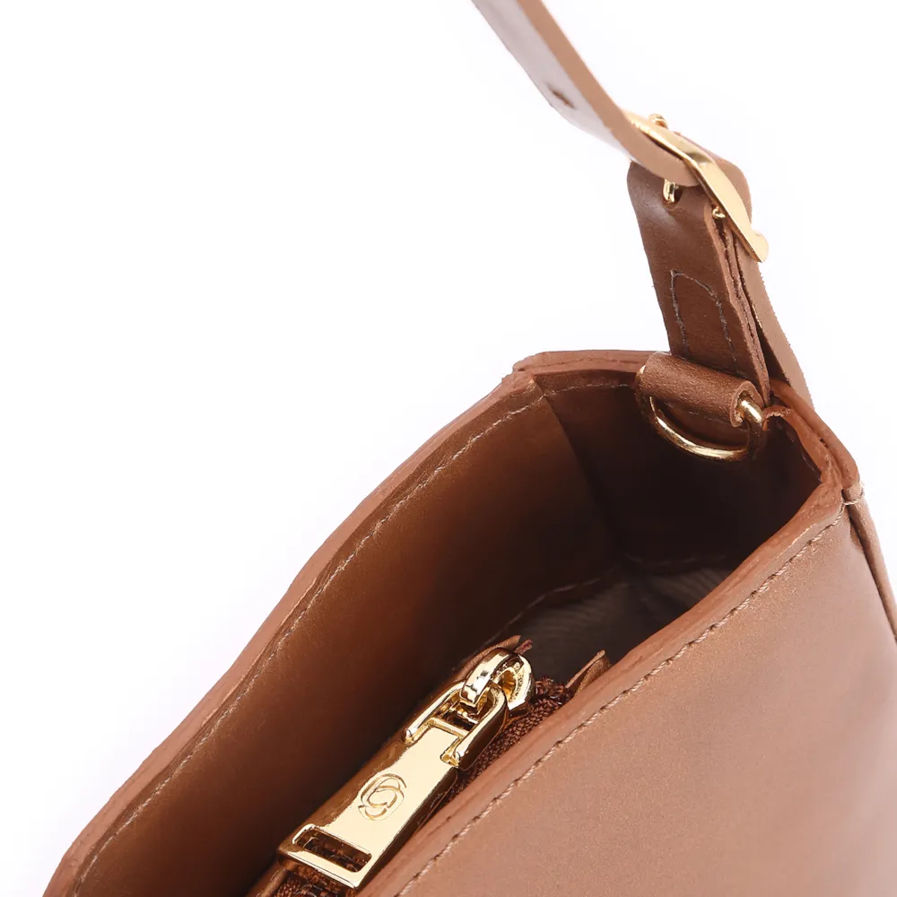 Bolsa De Ombro Cadeado Couro Marrom Claro - imagem 5