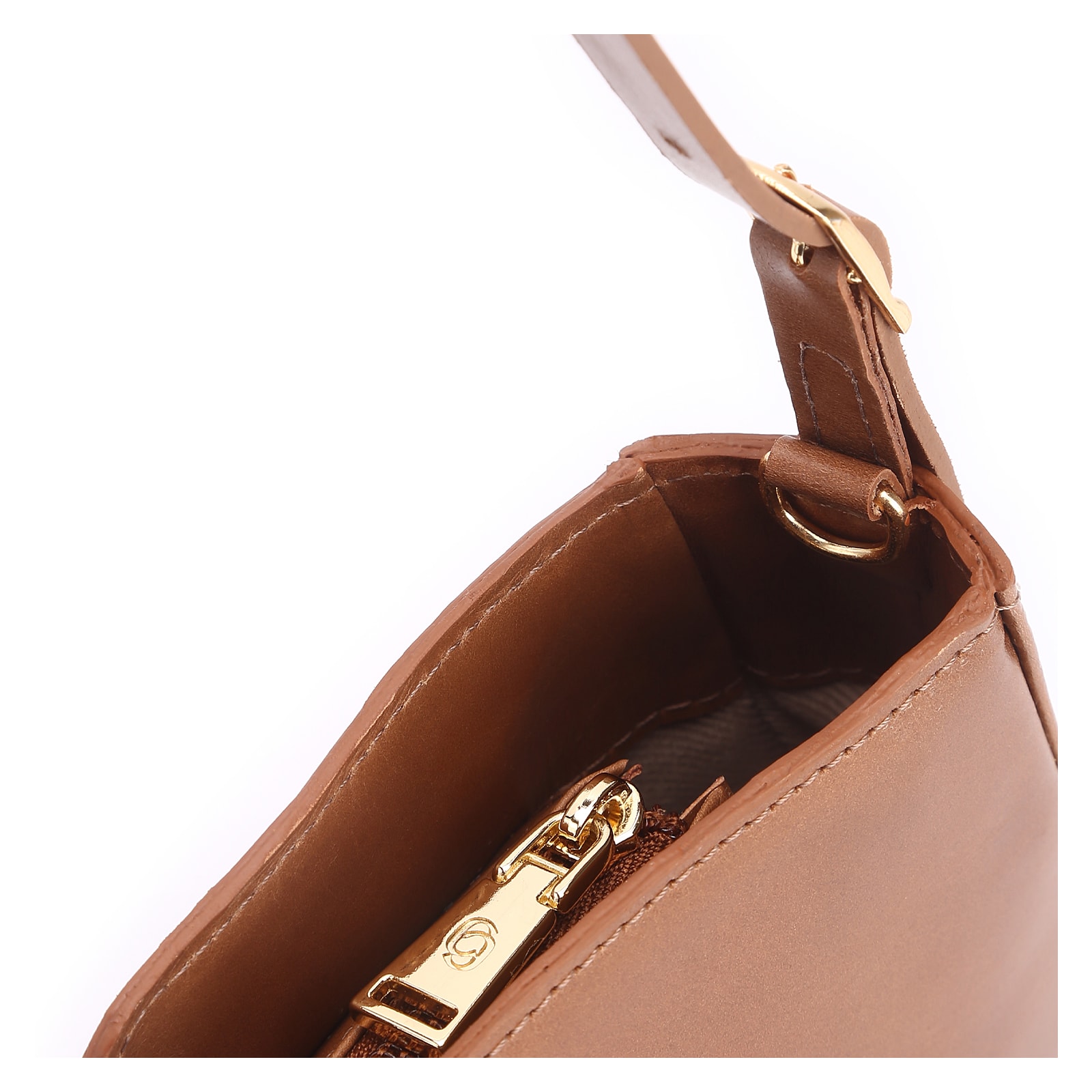 Bolsa De Ombro Cadeado Couro Marrom Claro
