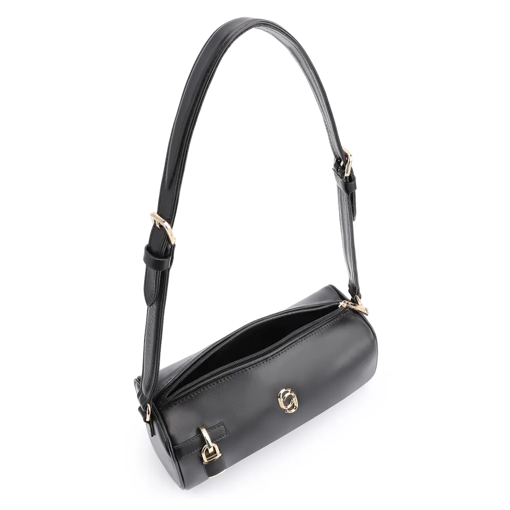Bolsa De Ombro Cadeado Couro Preto - imagem 4