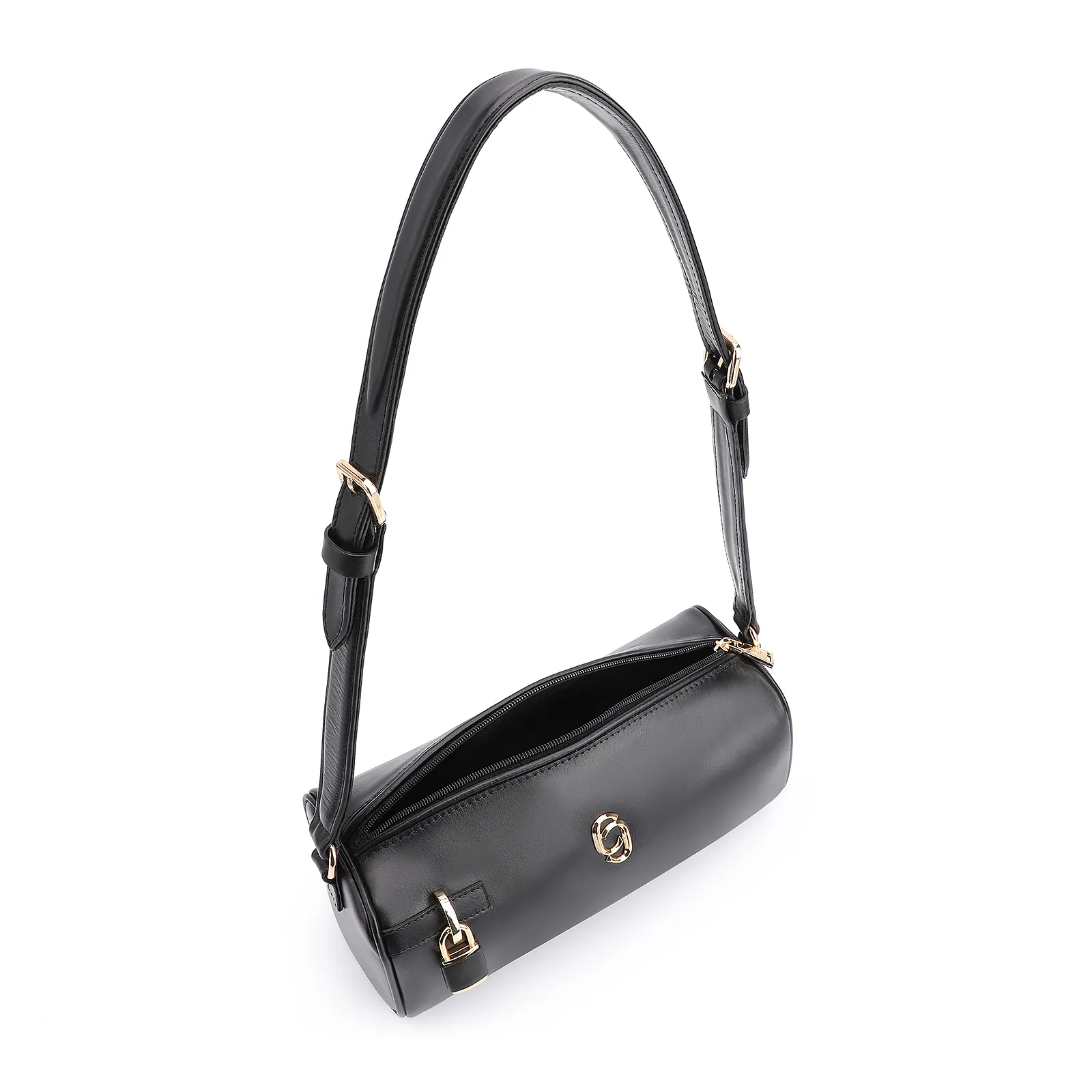 Bolsa De Ombro Cadeado Couro Preto