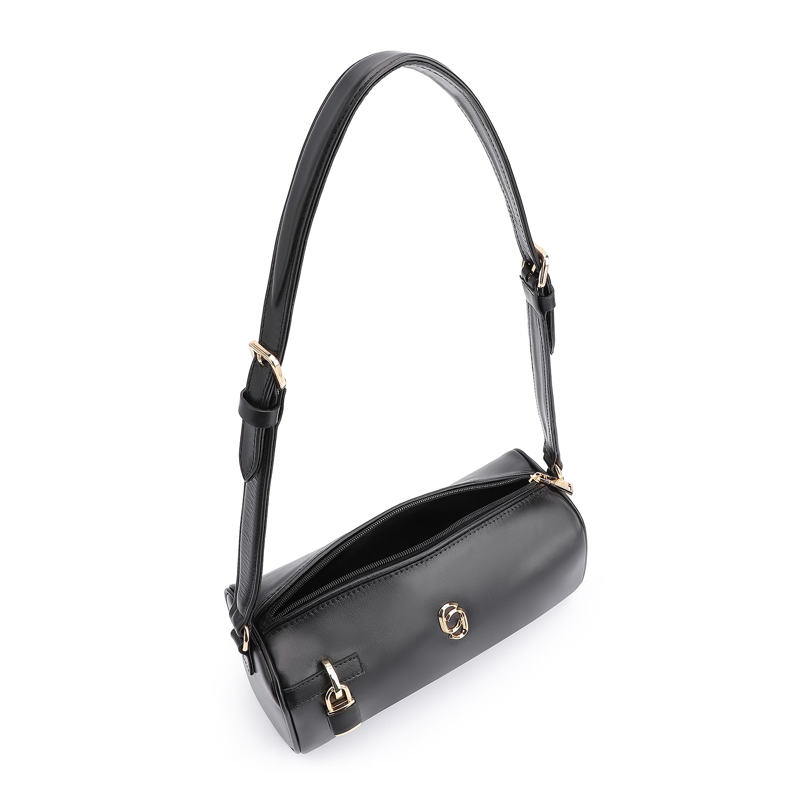 Bolsa De Ombro Cadeado Couro Preto