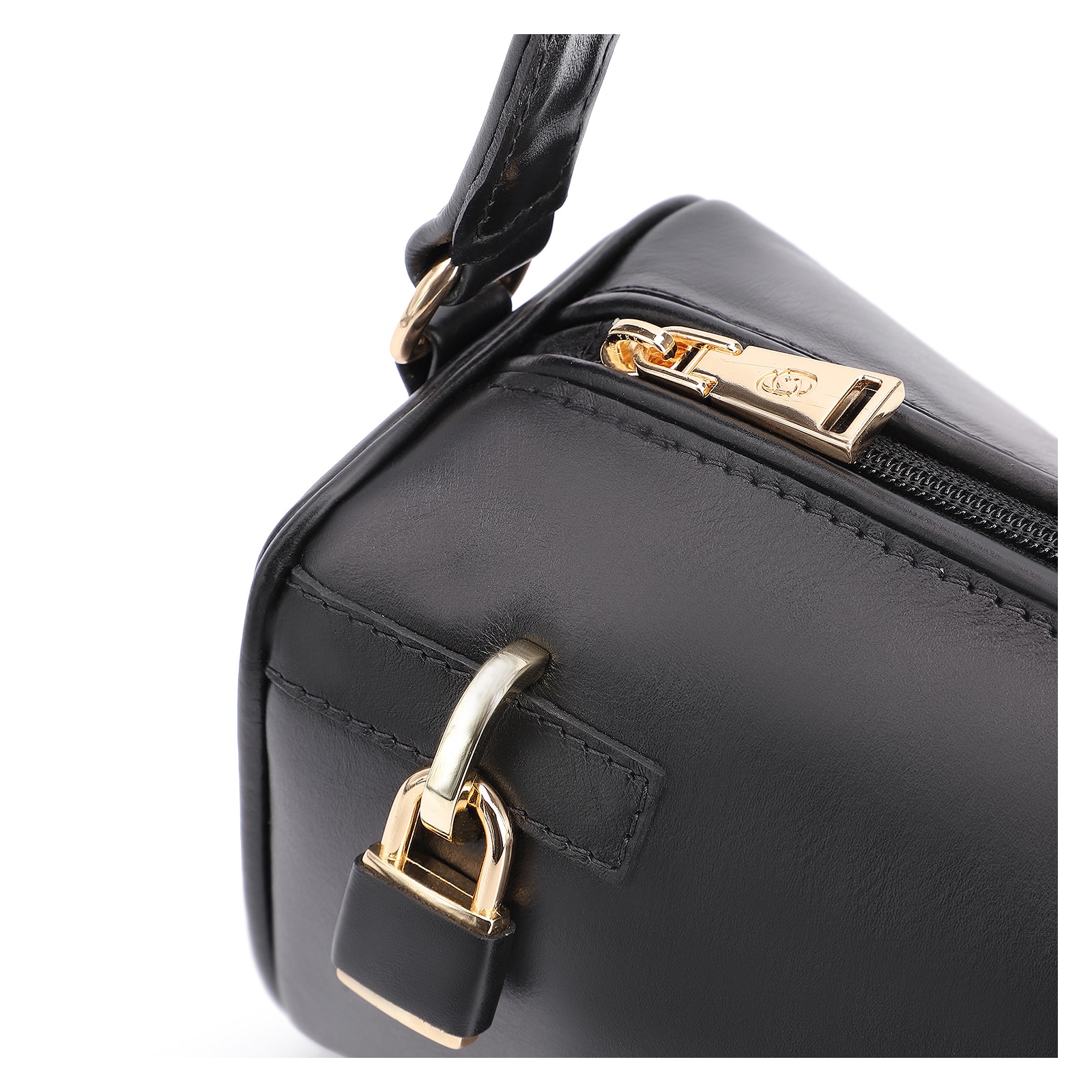 Bolsa De Ombro Cadeado Couro Preto
