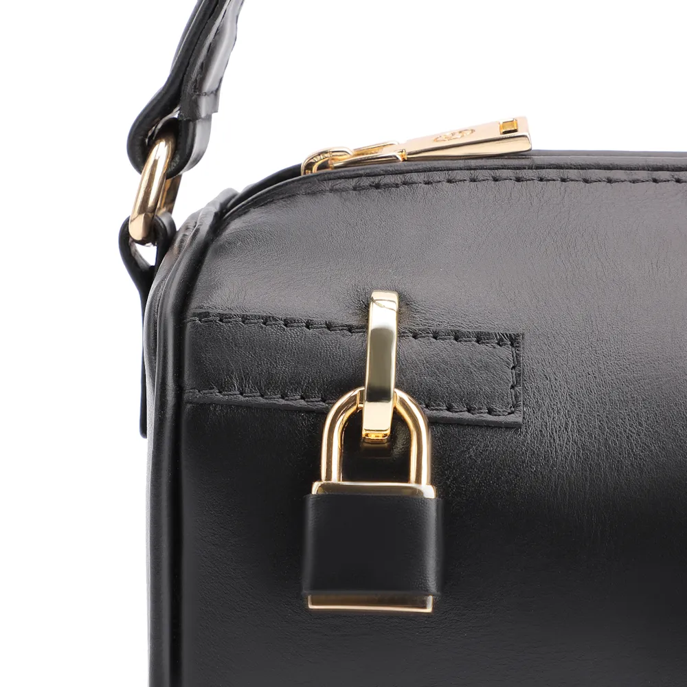 Bolsa De Ombro Cadeado Couro Preto - imagem 7