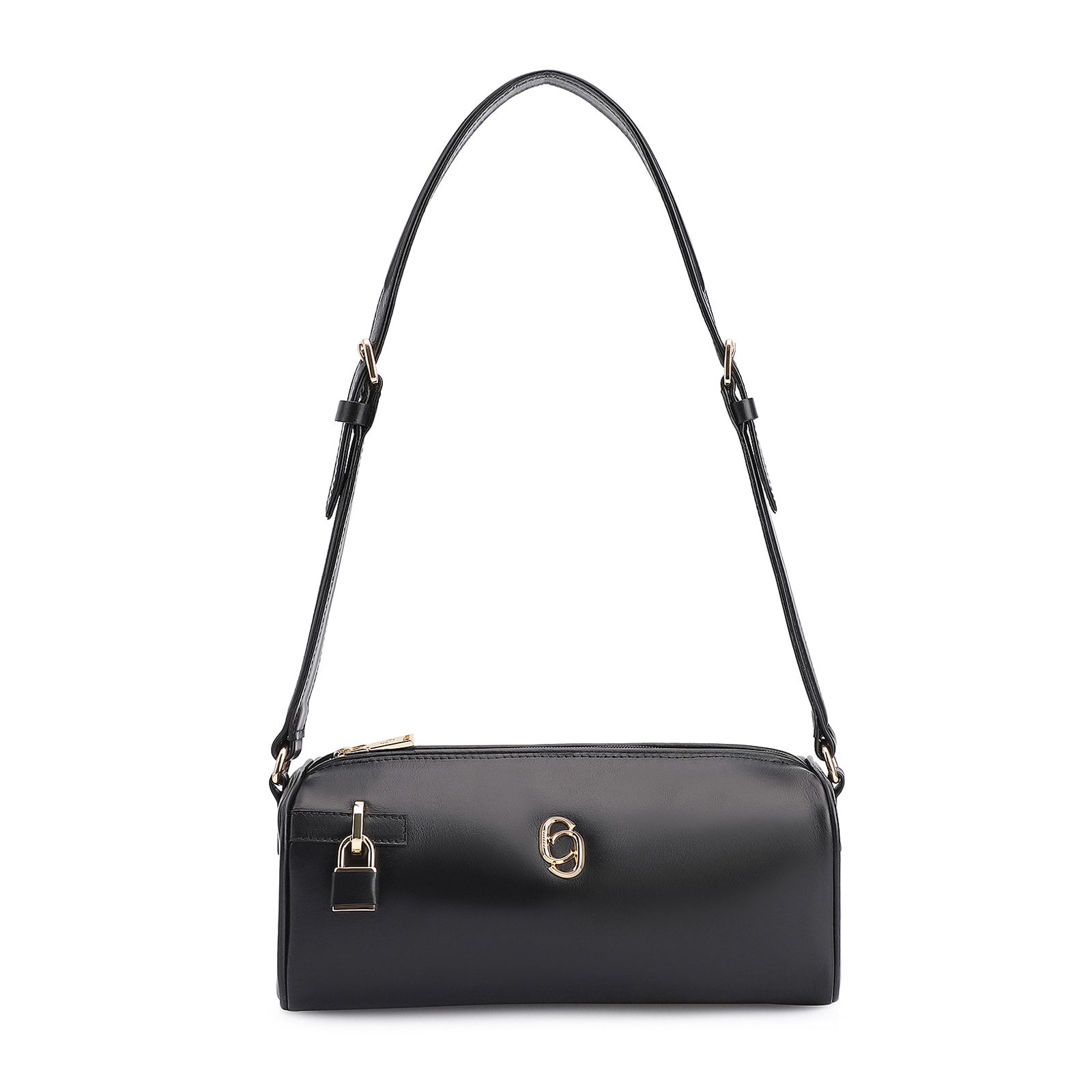 Bolsa De Ombro Cadeado Couro Preto