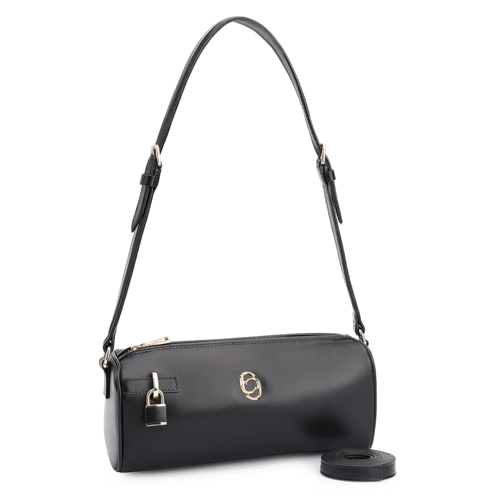 Bolsa De Ombro Cadeado Couro Preto - imagem 2