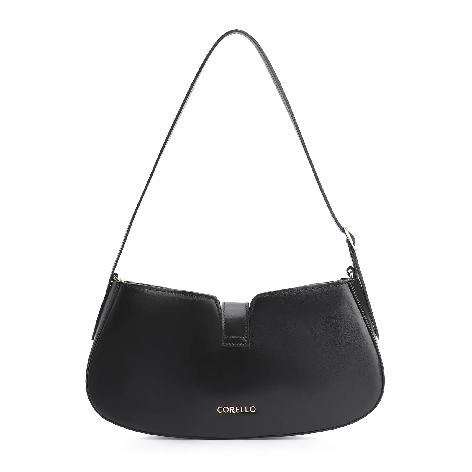 Bolsa De Ombro Cadeado Couro Preto