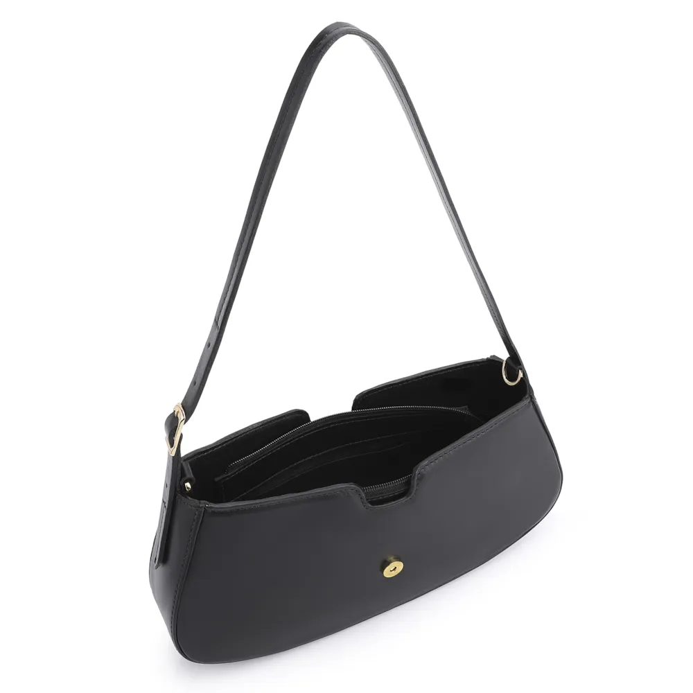Bolsa De Ombro Cadeado Couro Preto - imagem 5