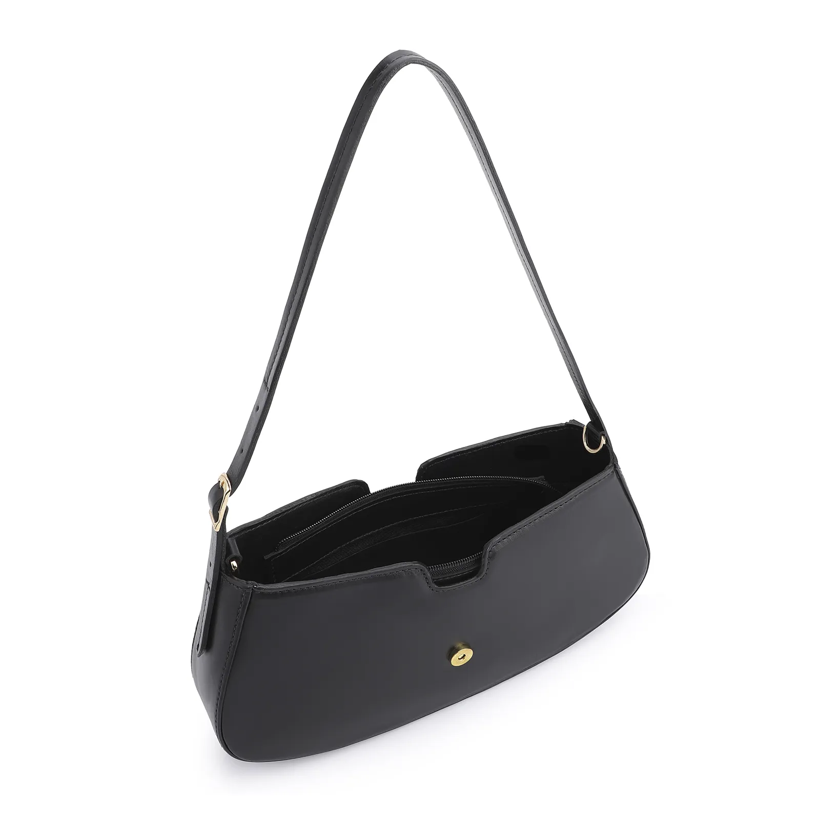 Bolsa De Ombro Cadeado Couro Preto