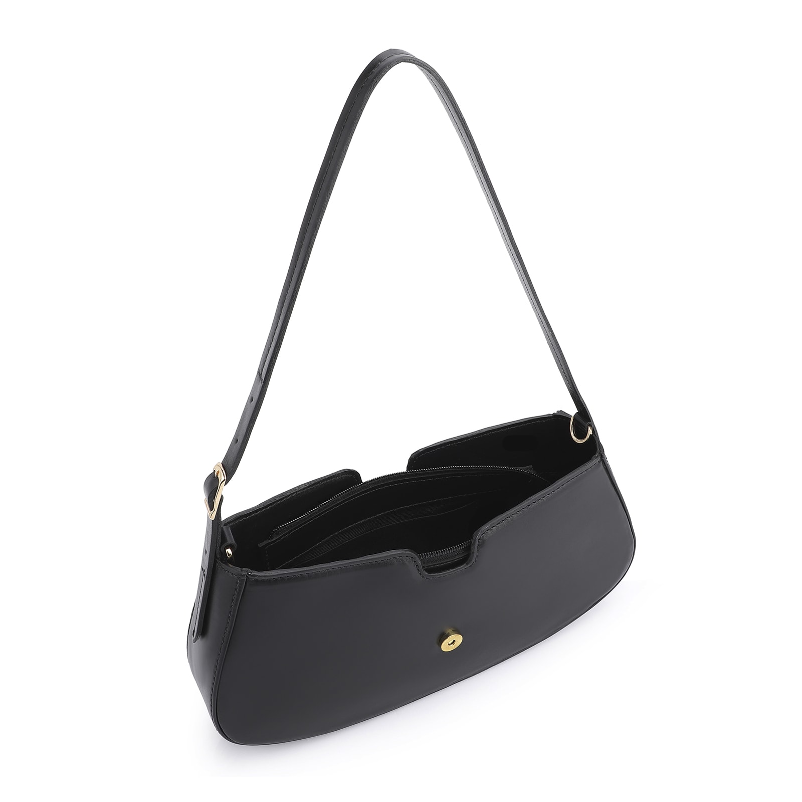 Bolsa De Ombro Cadeado Couro Preto