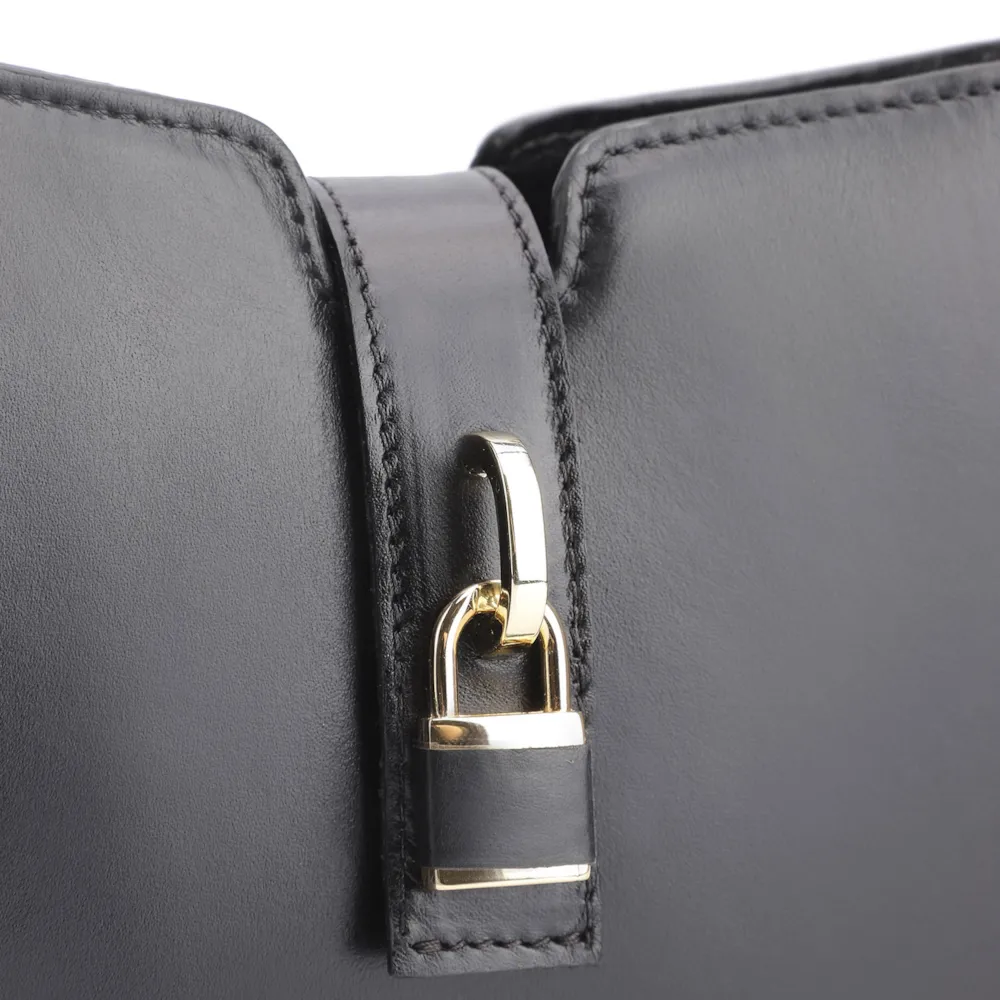 Bolsa De Ombro Cadeado Couro Preto - imagem 6