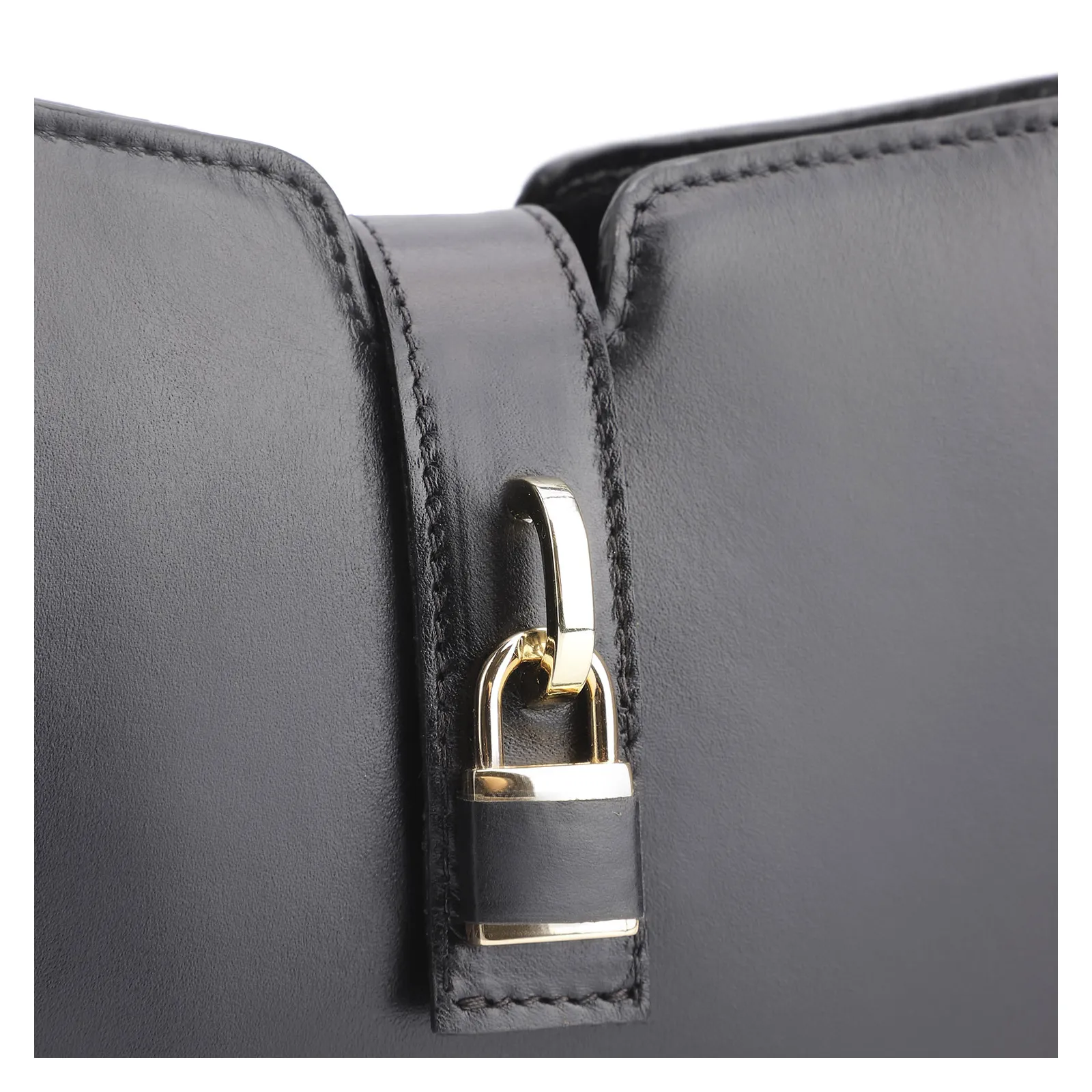 Bolsa De Ombro Cadeado Couro Preto