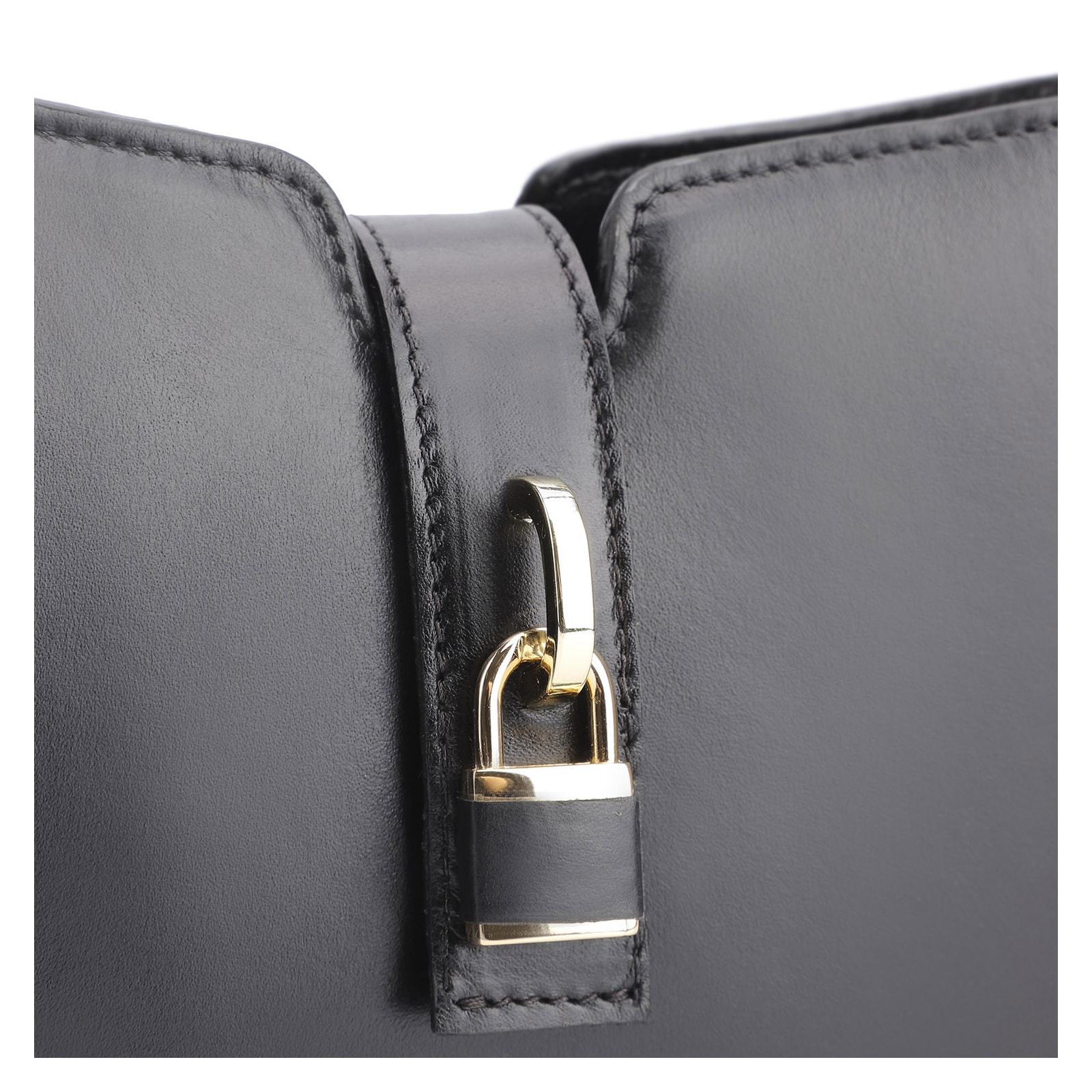 Bolsa De Ombro Cadeado Couro Preto
