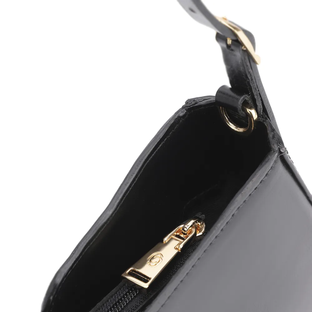 Bolsa De Ombro Cadeado Couro Preto - imagem 8