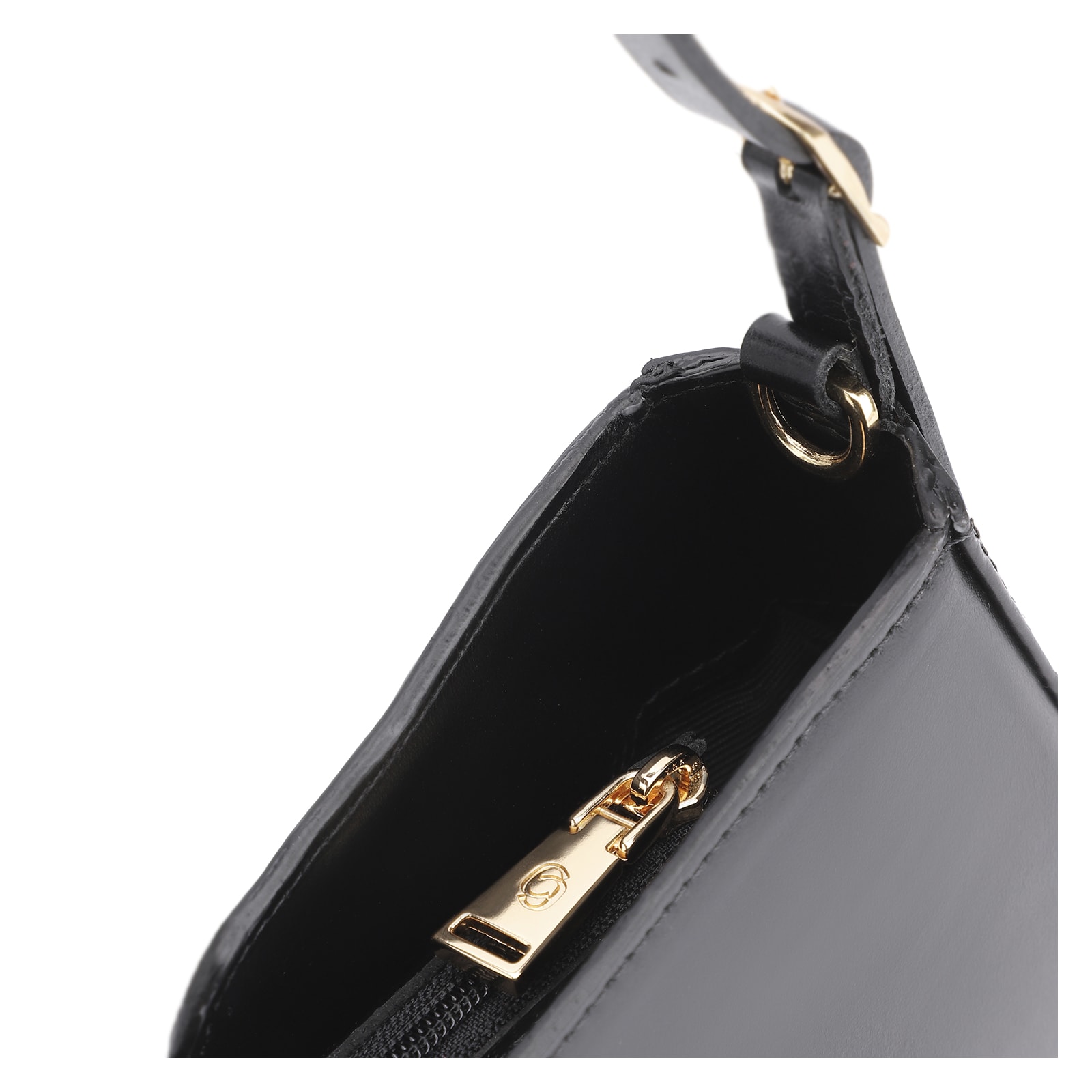 Bolsa De Ombro Cadeado Couro Preto