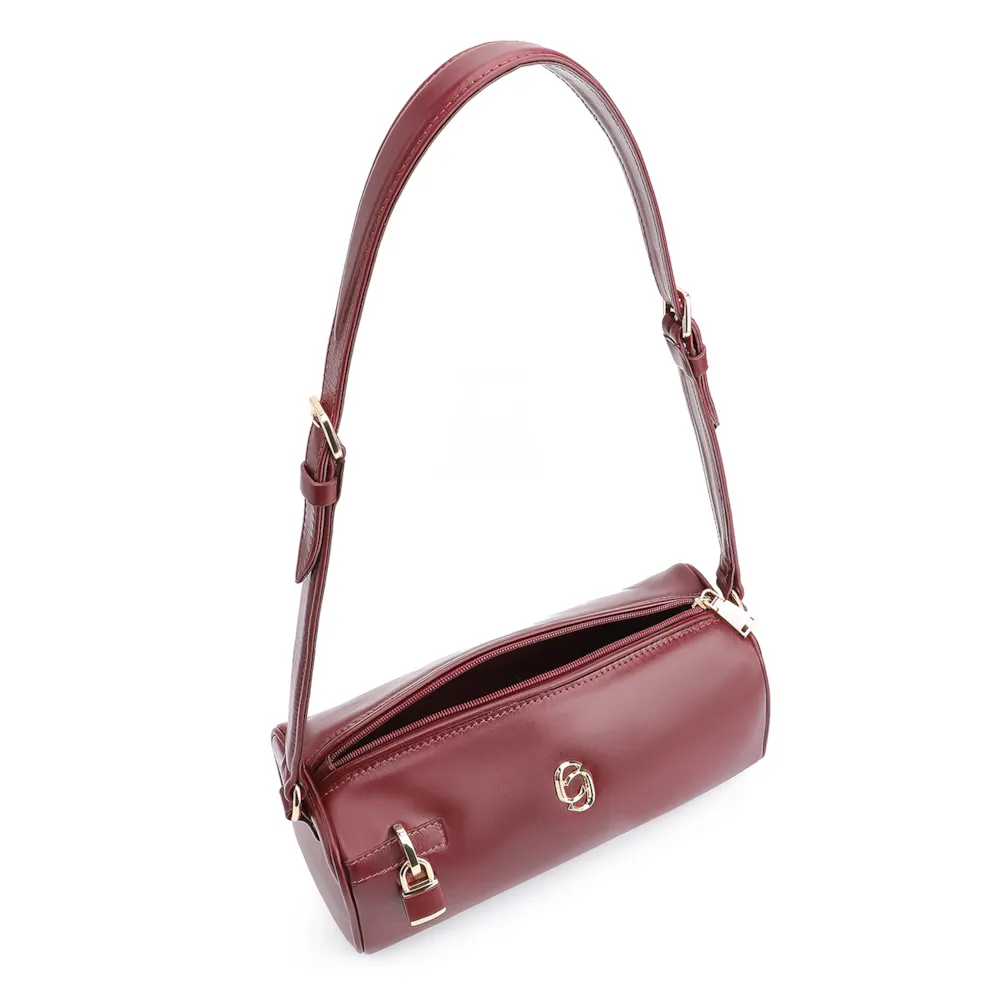 Bolsa De Ombro Cadeado Couro Vinho - imagem 5