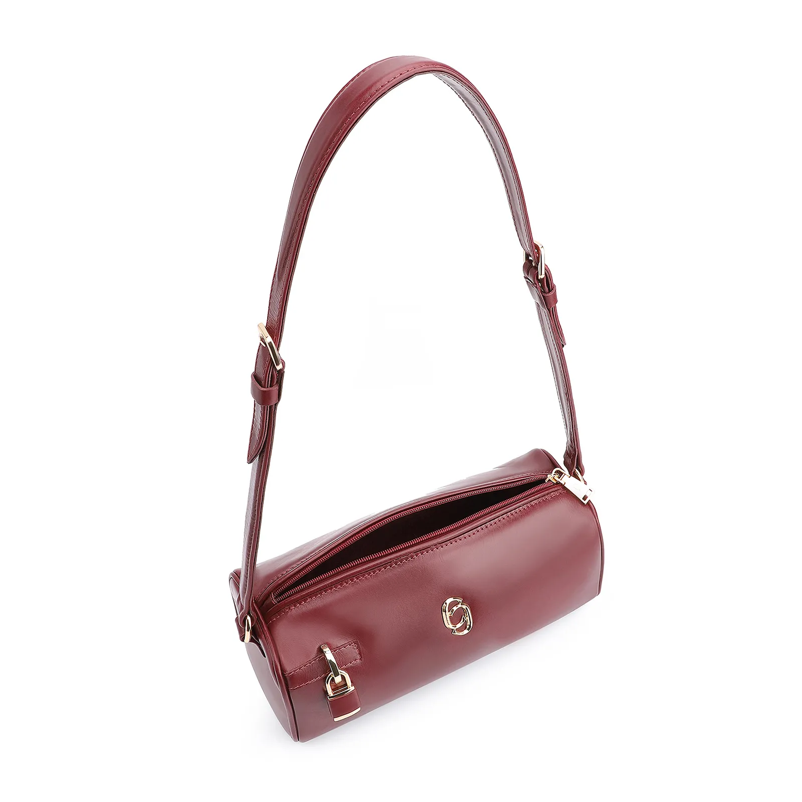 Bolsa De Ombro Cadeado Couro Vinho