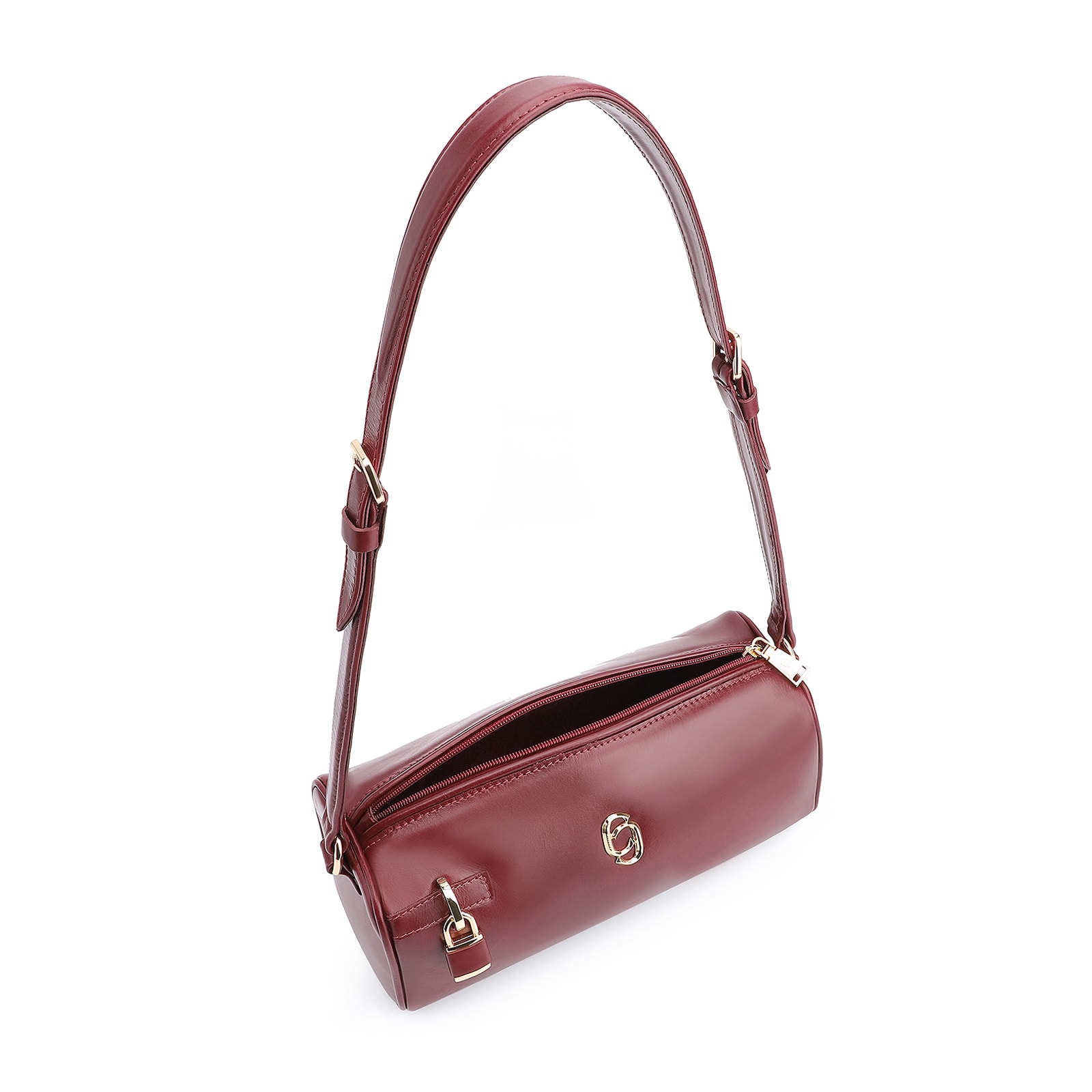 Bolsa De Ombro Cadeado Couro Vinho