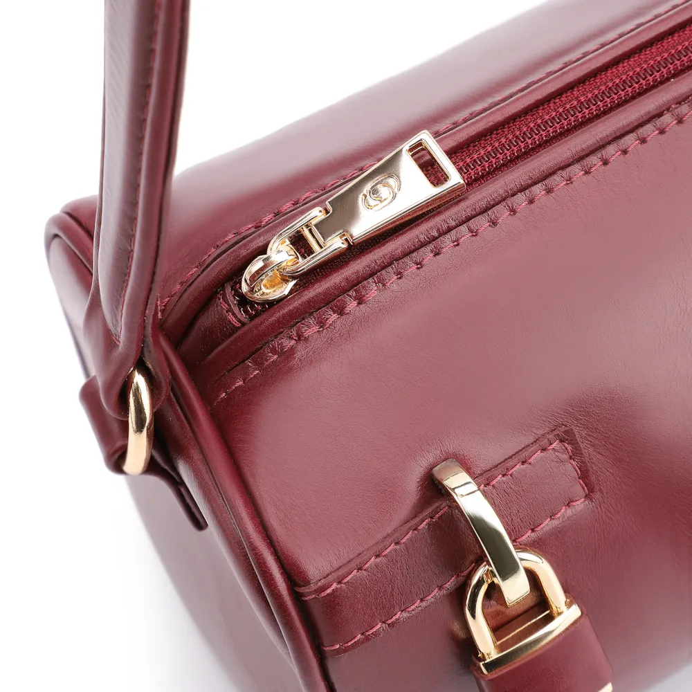 Bolsa De Ombro Cadeado Couro Vinho - imagem 6