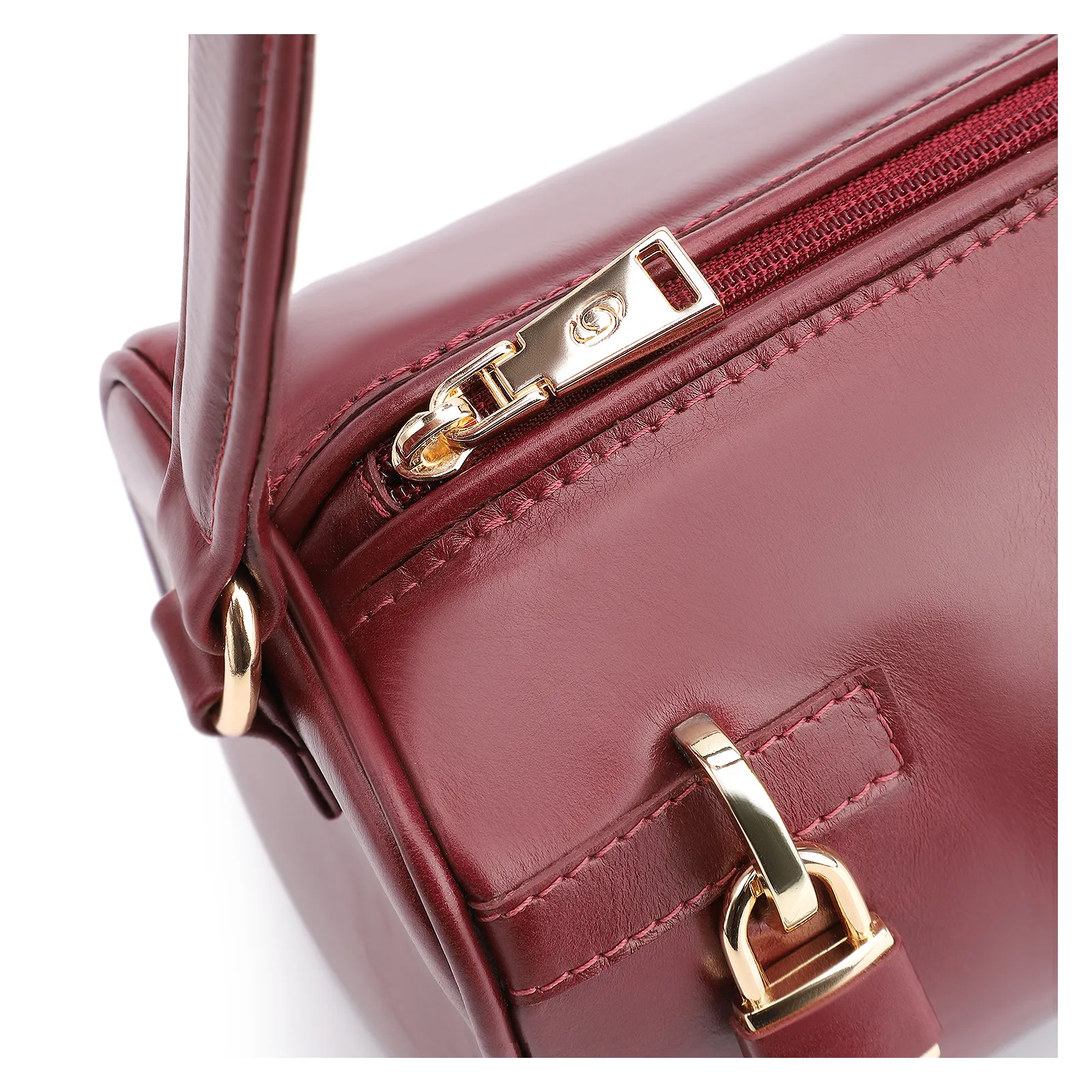 Bolsa De Ombro Cadeado Couro Vinho