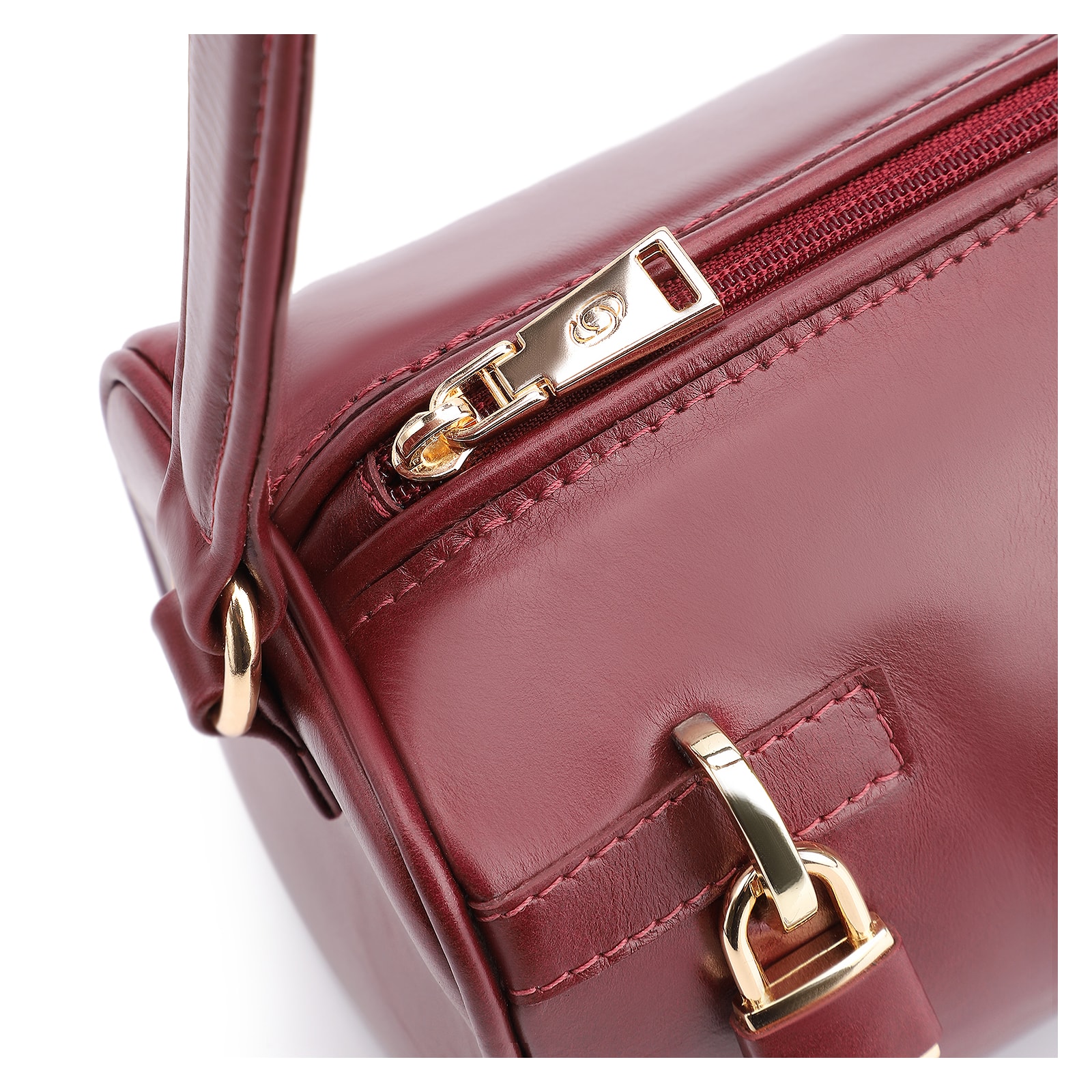 Bolsa De Ombro Cadeado Couro Vinho