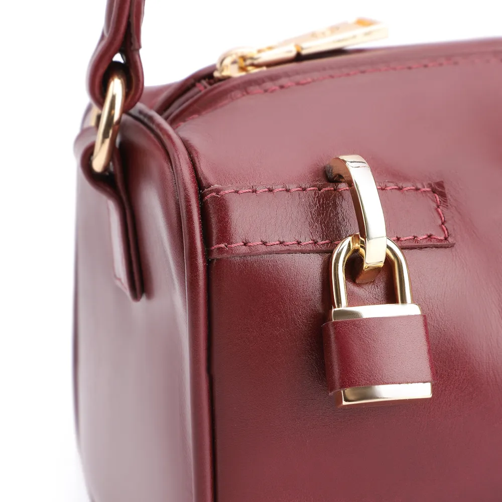 Bolsa De Ombro Cadeado Couro Vinho - imagem 8