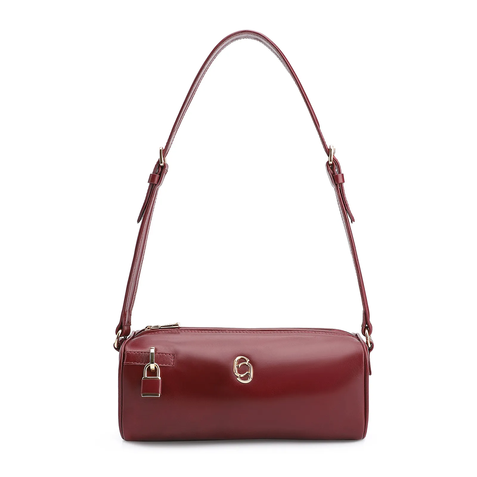 Bolsa De Ombro Cadeado Couro Vinho