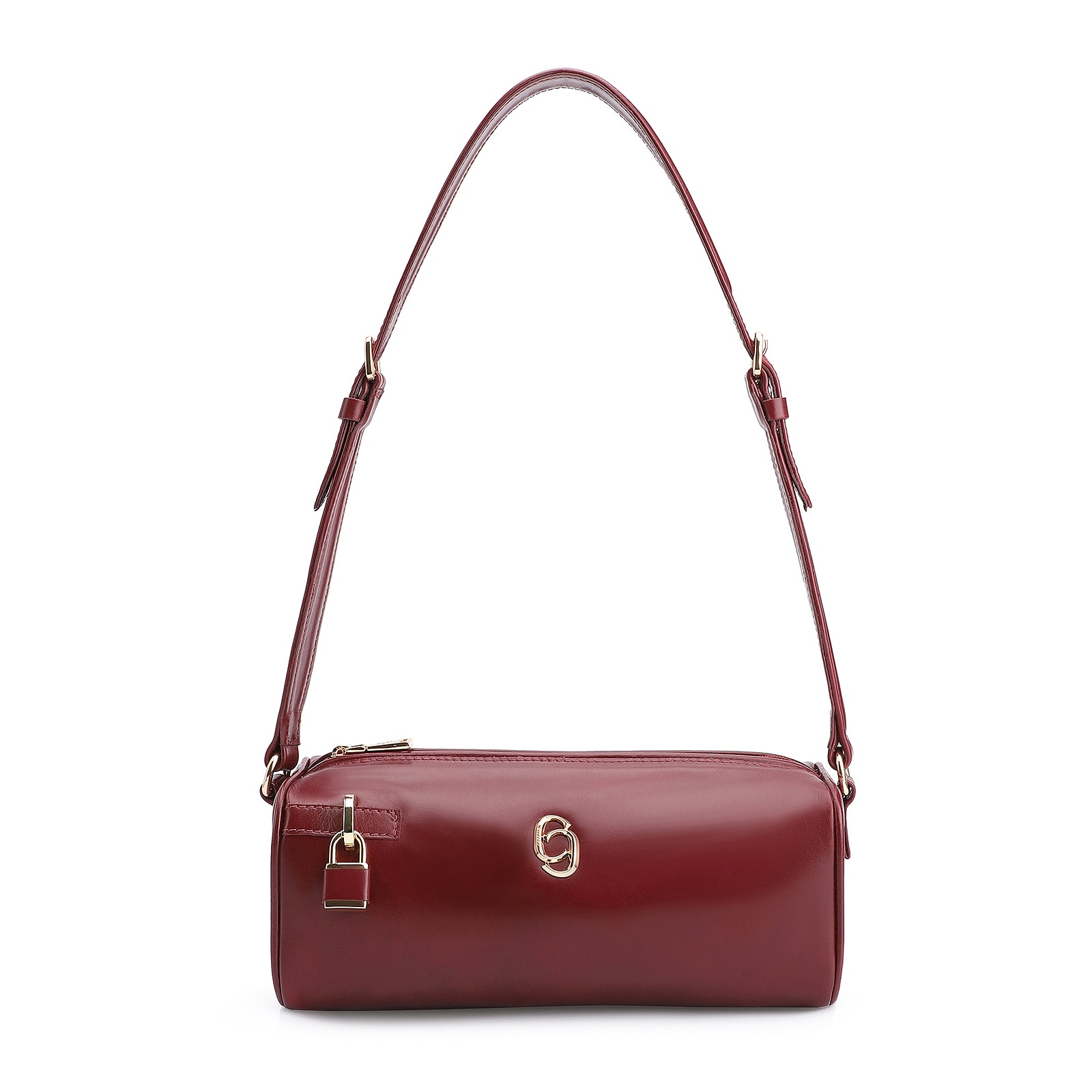 Bolsa De Ombro Cadeado Couro Vinho