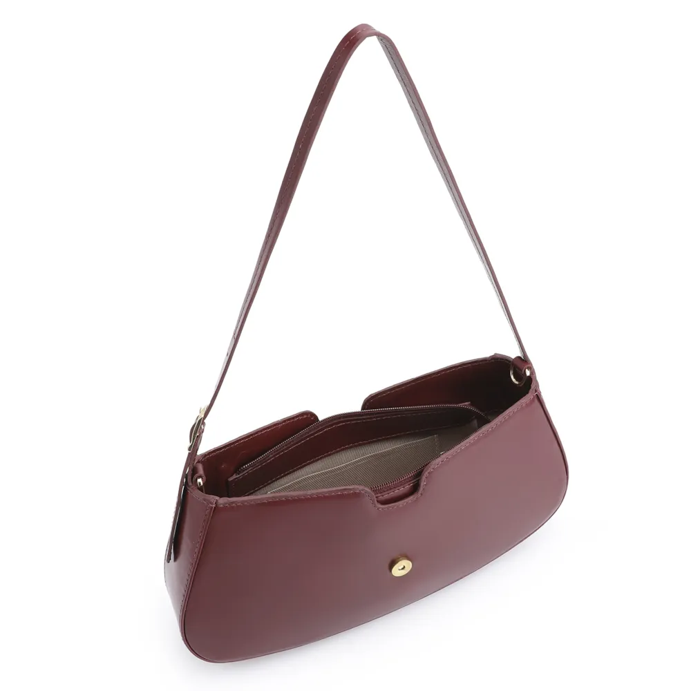 Bolsa De Ombro Cadeado Couro Vinho - imagem 4