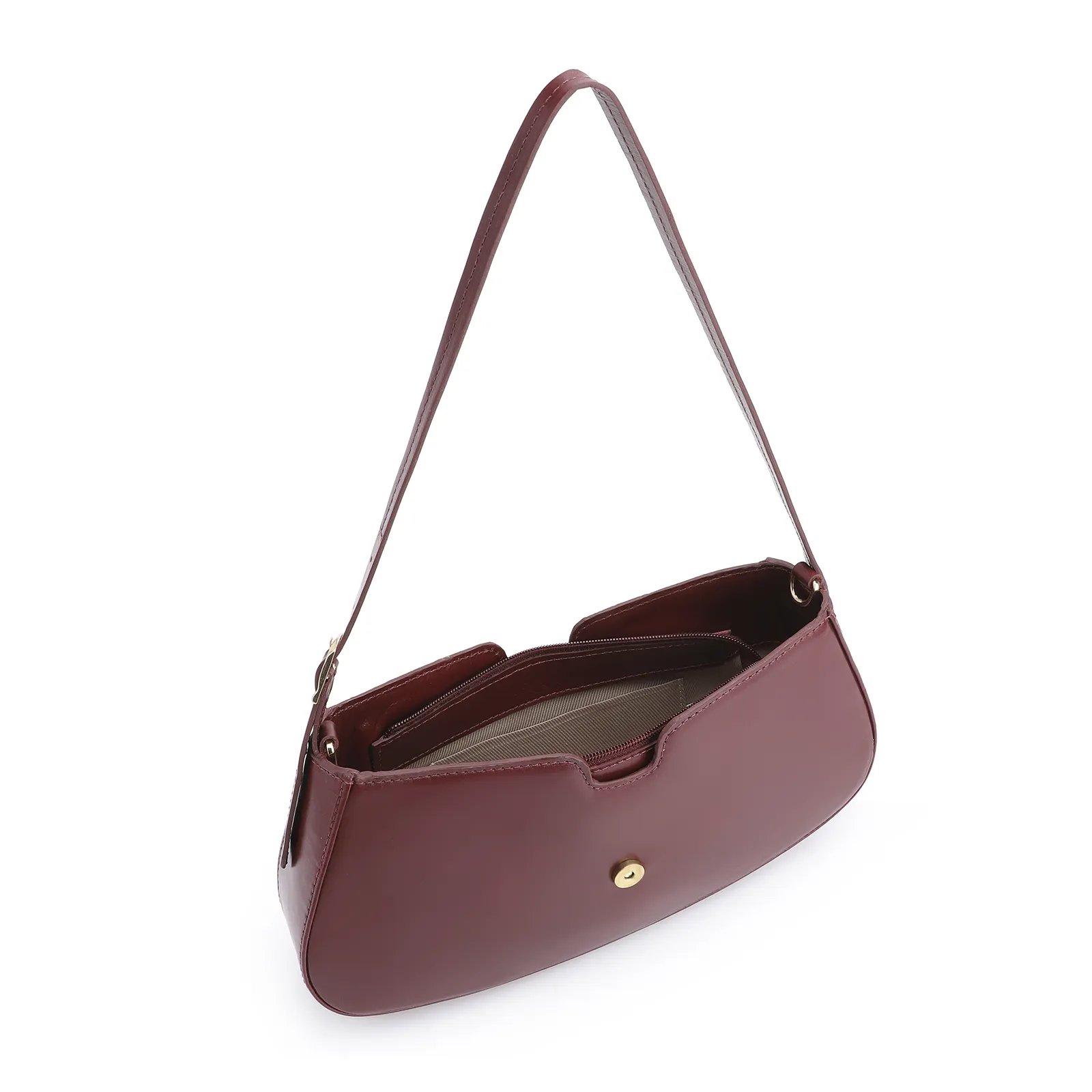Bolsa De Ombro Cadeado Couro Vinho