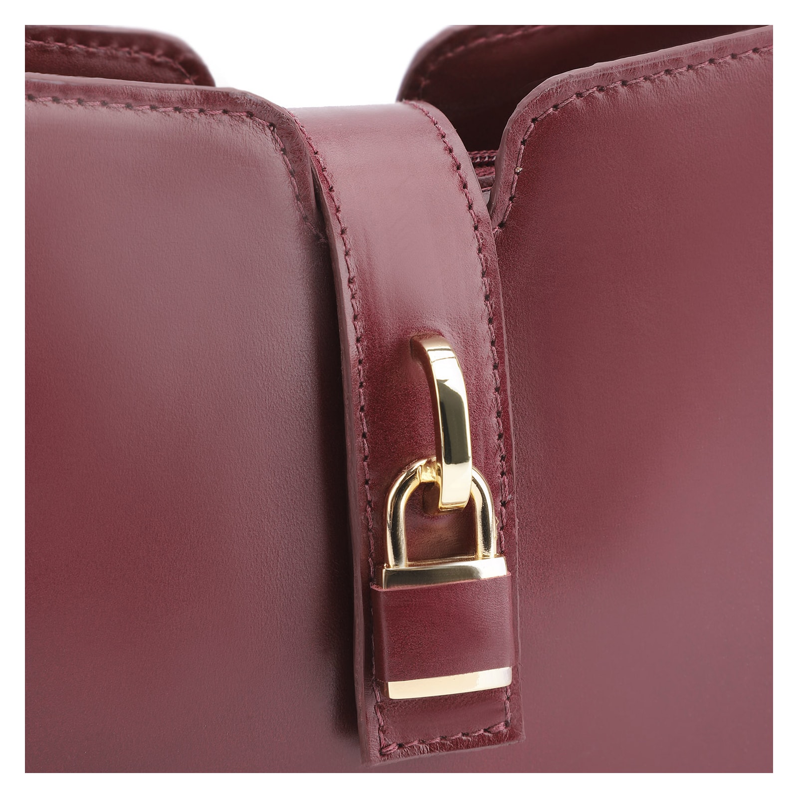 Bolsa De Ombro Cadeado Couro Vinho