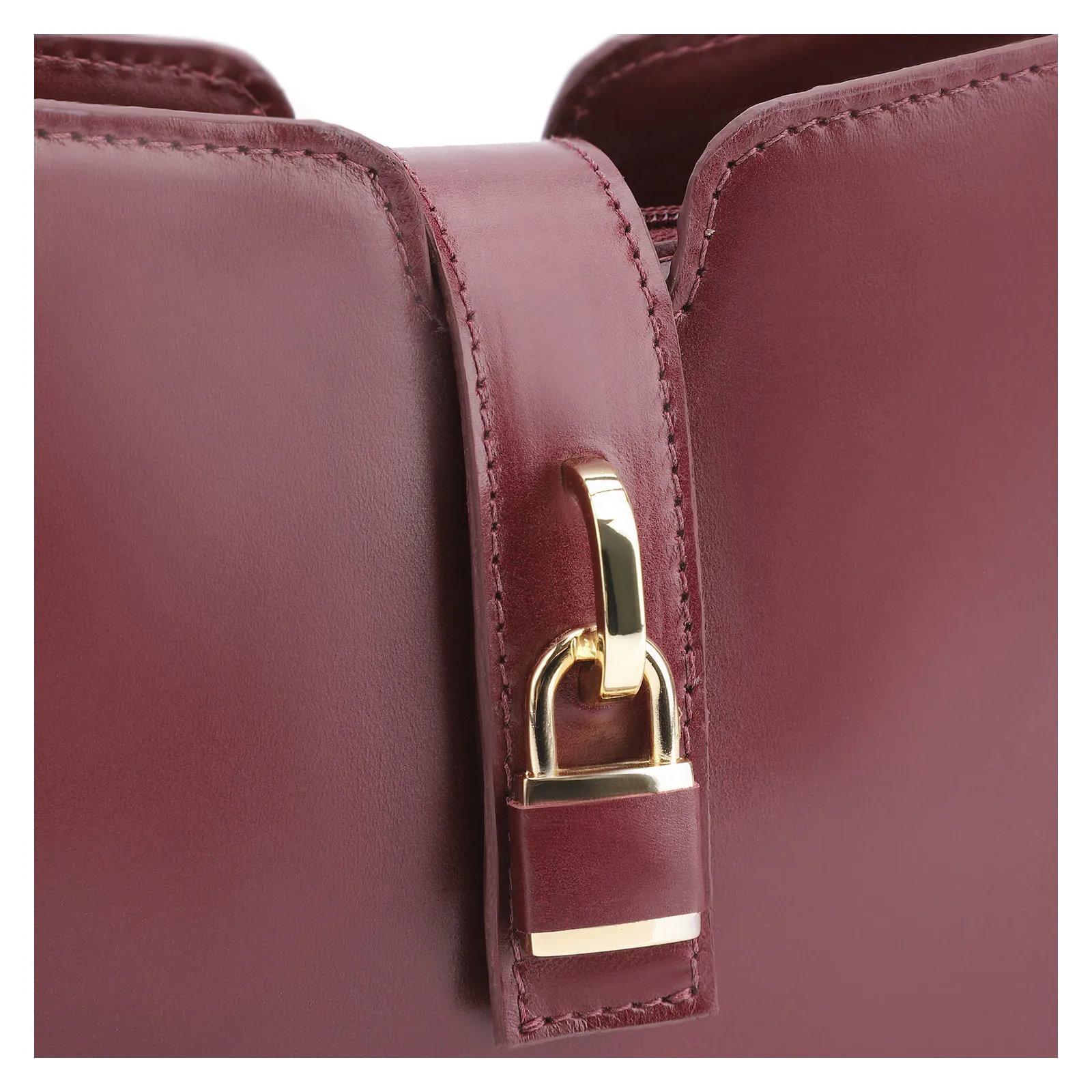 Bolsa De Ombro Cadeado Couro Vinho