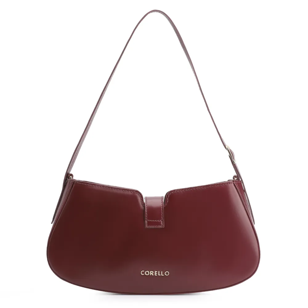 Bolsa De Ombro Cadeado Couro Vinho - imagem 3