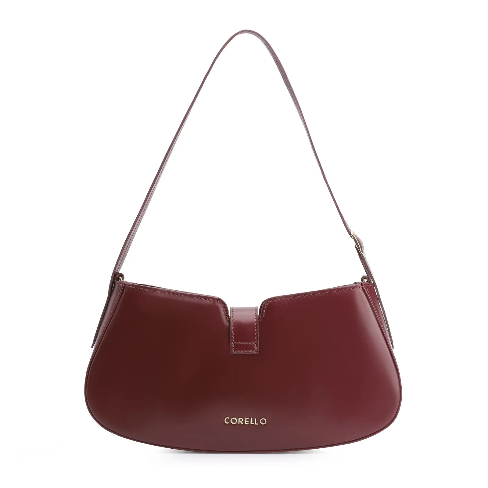 Bolsa De Ombro Cadeado Couro Vinho
