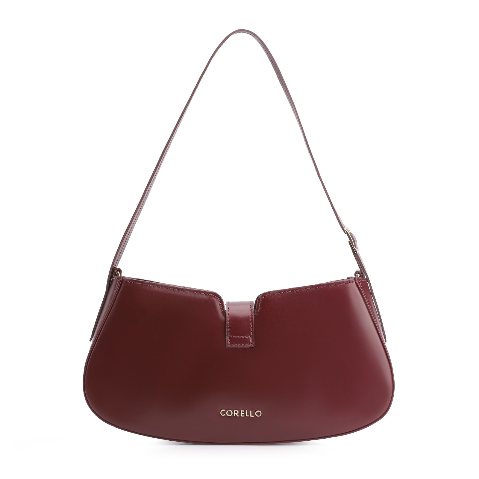 Bolsa De Ombro Cadeado Couro Vinho