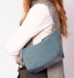 Bolsa De Ombro Cordão Couro Camurça/Couro Azul - imagem 2