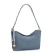 Bolsa De Ombro Cordão Couro Camurça/Couro Azul - imagem 3