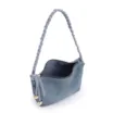 Bolsa De Ombro Cordão Couro Camurça/Couro Azul - imagem 5