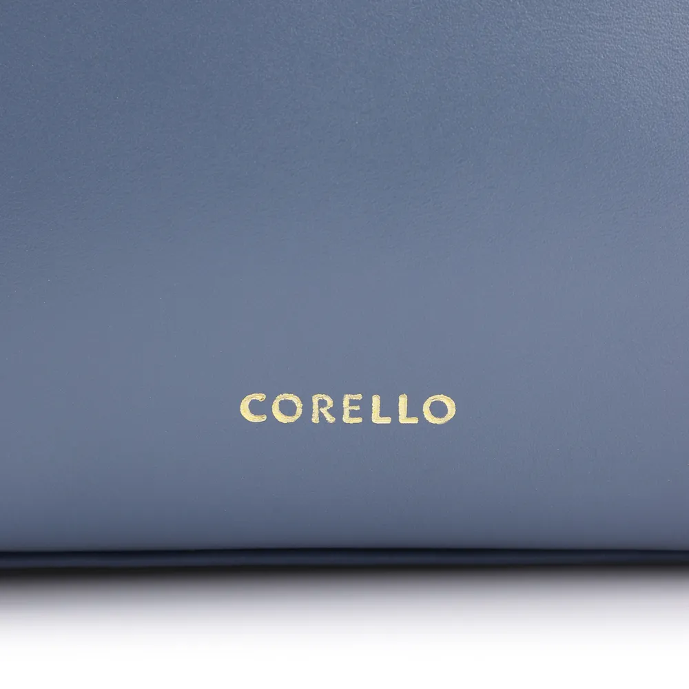 Bolsa De Ombro Cordão Couro Camurça/Couro Azul - imagem 7