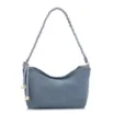 Bolsa De Ombro Cordão Couro Camurça/Couro Azul - imagem 1