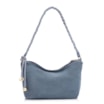 Bolsa De Ombro Cordão Couro Camurça/Couro Azul - imagem 1
