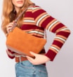 Bolsa De Ombro Cordão Couro Camurça/Couro Marrom - imagem 2