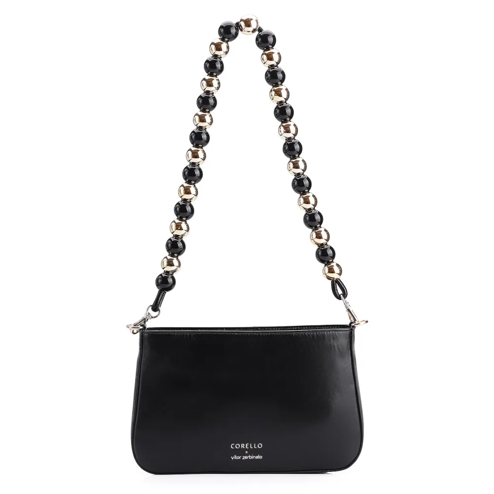 Bolsa De Ombro Corello x Vitor Zerbinato Couro Preto - imagem 3