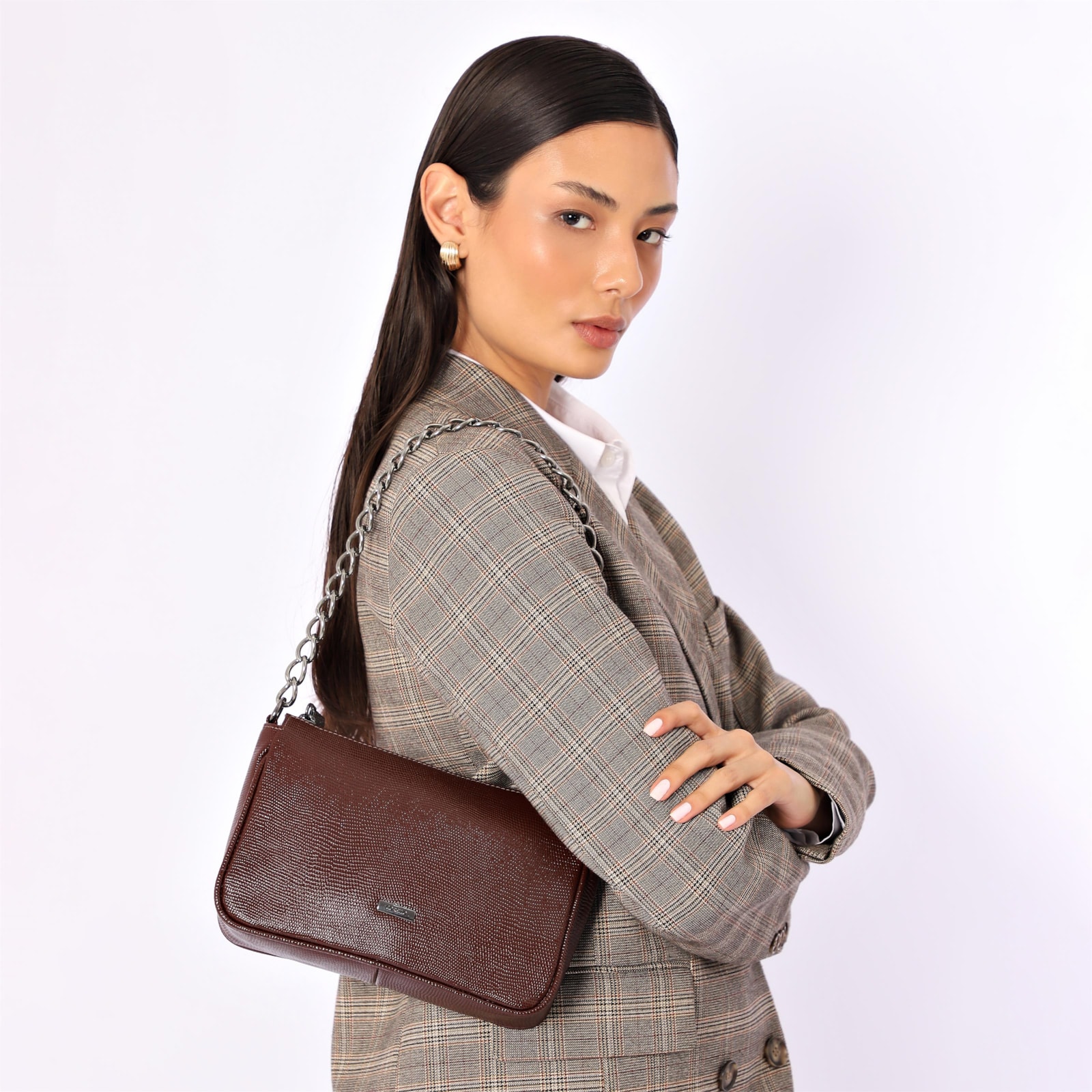 Bolsa De Ombro Correntes Alt Lezard Marrom