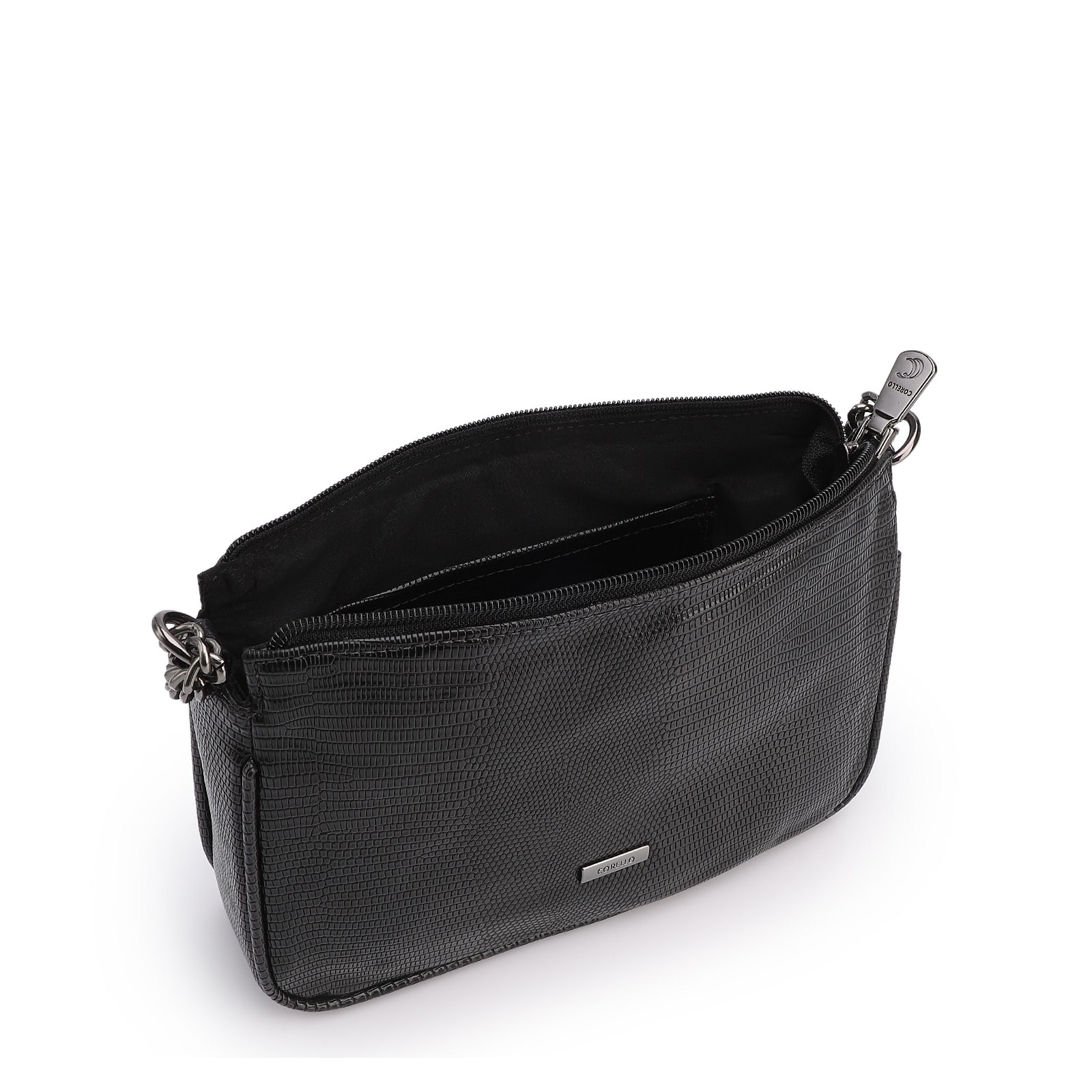 Bolsa De Ombro Correntes Alt Lezard Preto