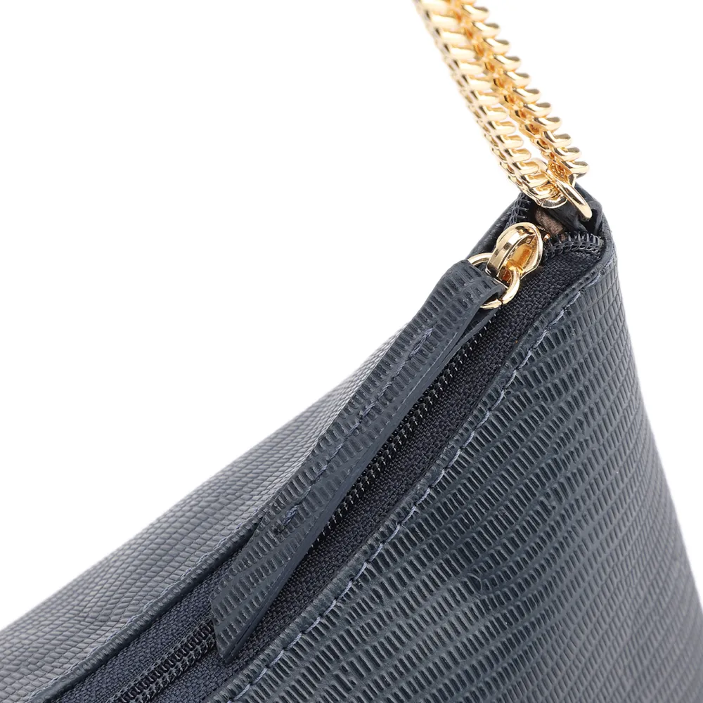 Bolsa De Ombro Correntes Couro Lezard Azul - imagem 5