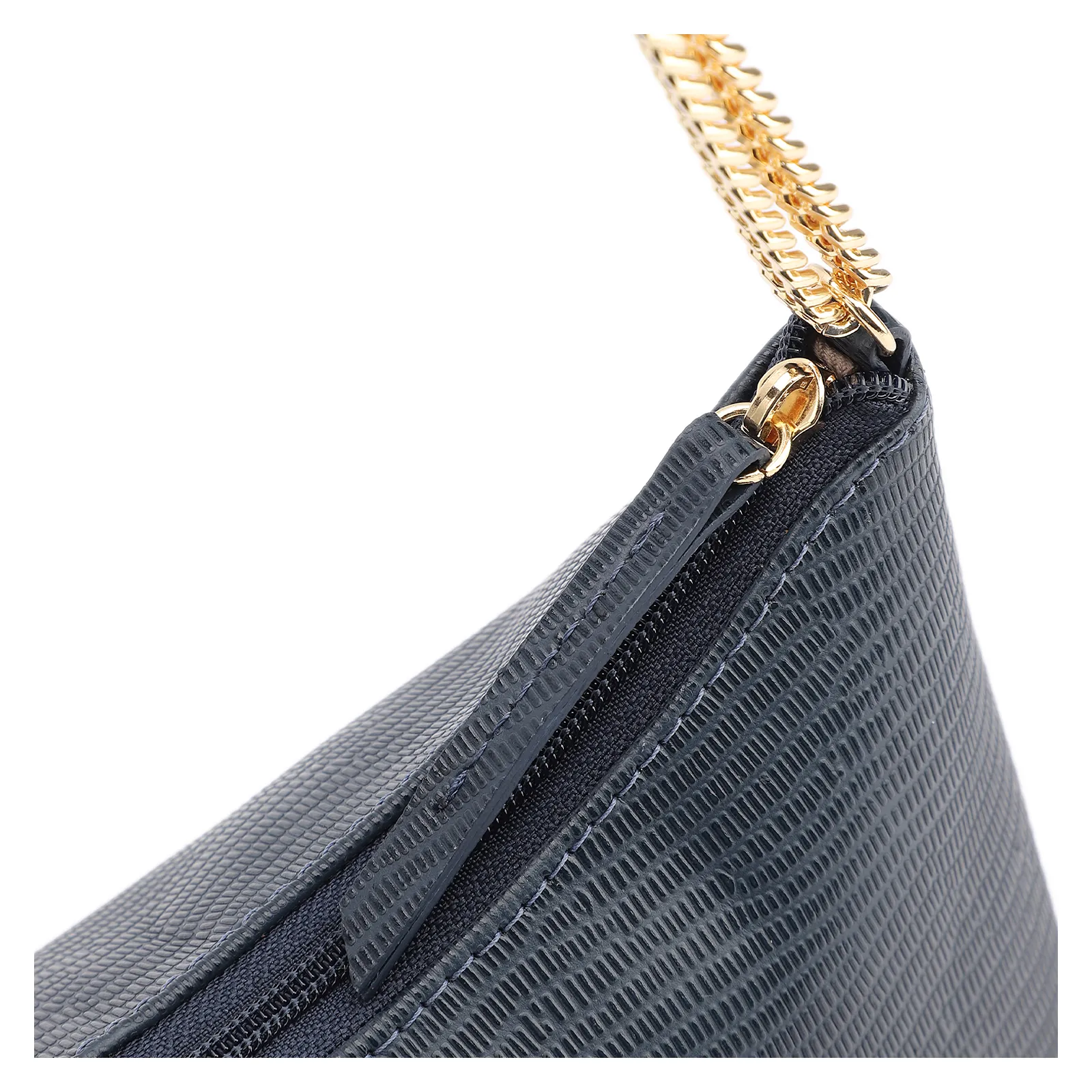 Bolsa De Ombro Correntes Couro Lezard Azul